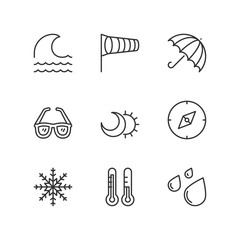 Line icons. Weather forecast. Flat symbols