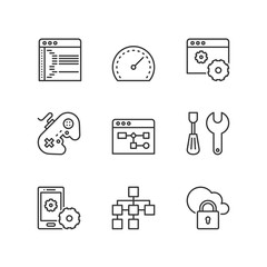 Line icons. Web development. Flat symbols
