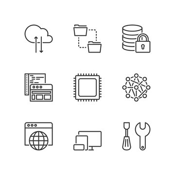 Line icons. Technology. Flat symbols