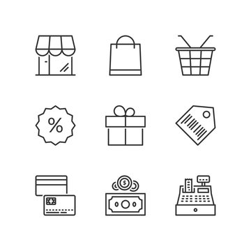 Line icons. Store. Flat symbols