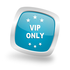 vip only square blue glossy chrome silver metallic web icon