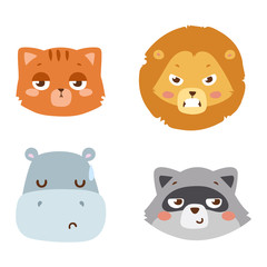 Animal emotion avatar vector icon