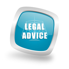 legal advice square blue glossy chrome silver metallic web icon