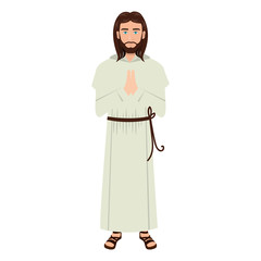 jesus christ man cartoon. catholic religion. vector illustration