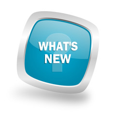 new square blue glossy chrome silver metallic web icon