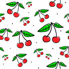 Vector seamless pattern with cherries