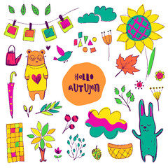 Autumn vector isolated elements collection