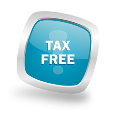 tax free square blue glossy chrome silver metallic web icon