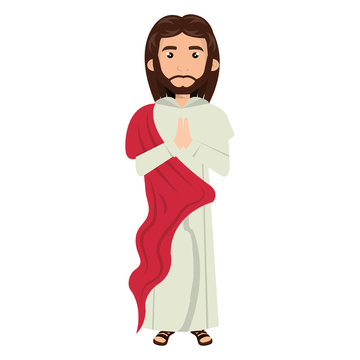 jesus christ man cartoon. catholic religion. vector illustration