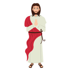 jesus christ man cartoon. catholic religion. vector illustration