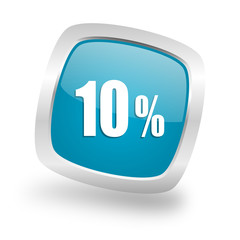 10 percent square blue glossy chrome silver metallic web icon