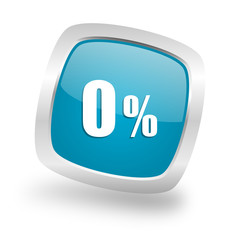 0 percent square blue glossy chrome silver metallic web icon