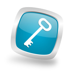 key square blue glossy chrome silver metallic web icon