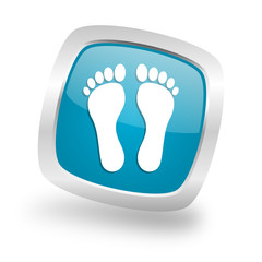 foot square blue glossy chrome silver metallic web icon