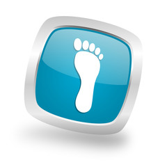 foot square blue glossy chrome silver metallic web icon