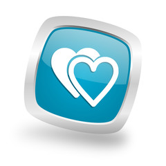 love square blue glossy chrome silver metallic web icon