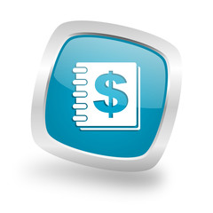 money square blue glossy chrome silver metallic web icon