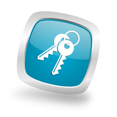 keys square blue glossy chrome silver metallic web icon
