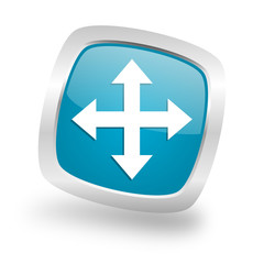 arrow square blue glossy chrome silver metallic web icon
