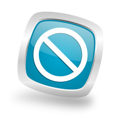 access denied square blue glossy chrome silver metallic web icon