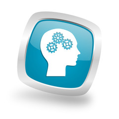 head square blue glossy chrome silver metallic web icon