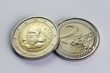 two euro coin commemorative Galileo Galilei, Italy year 2014