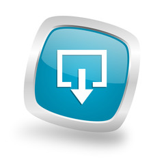 exit square blue glossy chrome silver metallic web icon