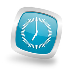 time square blue glossy chrome silver metallic web icon