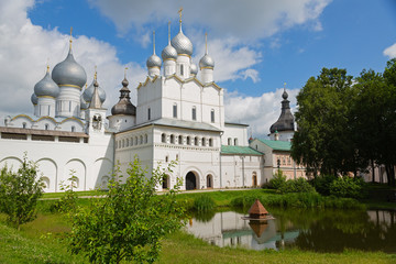Fototapeta na wymiar Ancient temples of Rostov Kremlin of Rostov Great