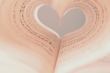 Heart shaped music notes sheets