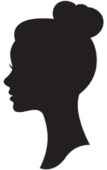 Vector silhouette of a bride with a wedding hairstyle portrait i
