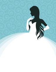 Woman in a wedding dress, invitation or flyer template for the b
