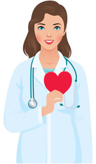 Vector illustration of a young woman cardiologist in the medical