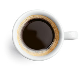 Cup of coffee on white background
