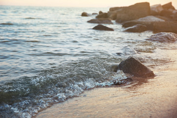 Beautiful sea shore with rocks