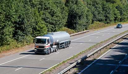Cistern lorry on the motorway