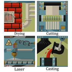 a set of four images of technological manufactures chemical or h