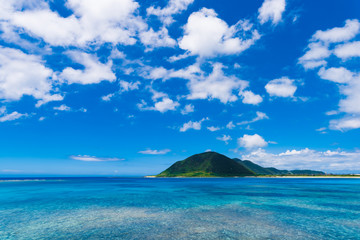 Fototapeta premium Sea, clouds, landscape. Okinawa, Japan, Asia.
