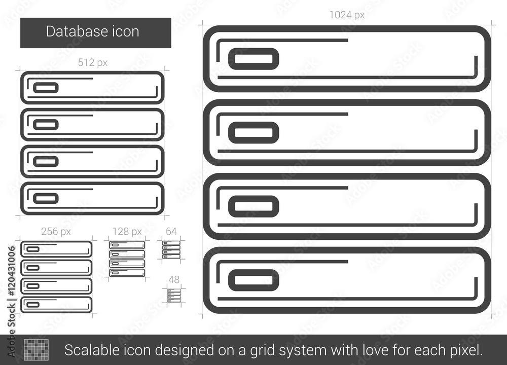Poster database line icon.