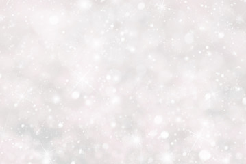Christmas Background With Snwoflakes, Bokeh And Stars, Pink Color