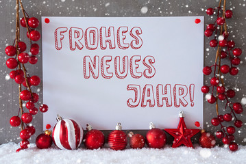 Fototapeta na wymiar Label, Snowflakes, Christmas Balls, Neues Jahr Means New Year