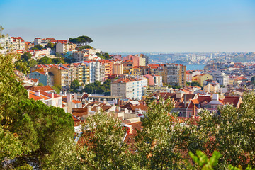 Fototapeta na wymiar Aerial scenic view of central Lisbon