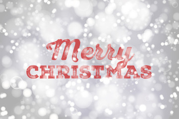 Red Merry Christmas typography on silver bokeh background poster