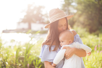 Young mother with newborn baby