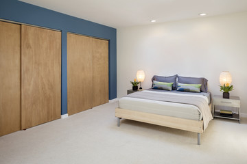 Modern Bedroom interior in designer home.