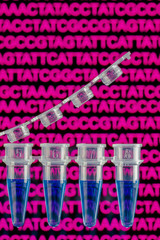 PCR tubes with nucleic acid sequence in the background