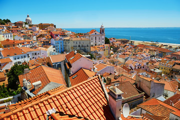 Fototapeta na wymiar Aerial scenic view of central Lisbon
