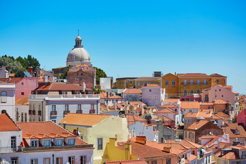 Aerial scenic view of central Lisbon