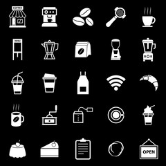 Coffee shop icons on black background