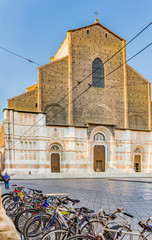 Naklejka na ściany i meble bicycles and cathedral of Bologna in Italy